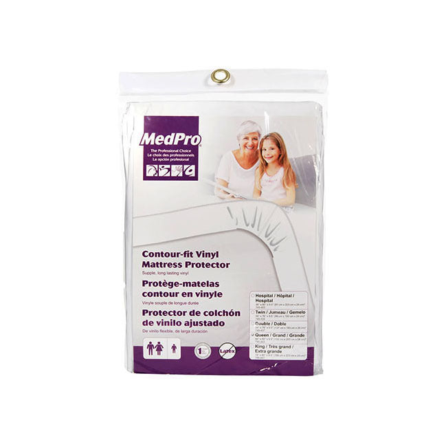 Mattress Protector, Vinyl, Hospital, W36" x L80" x H6.5" White